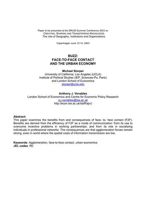 Download Buzz Face To Face Contact And The Urban Economy 
