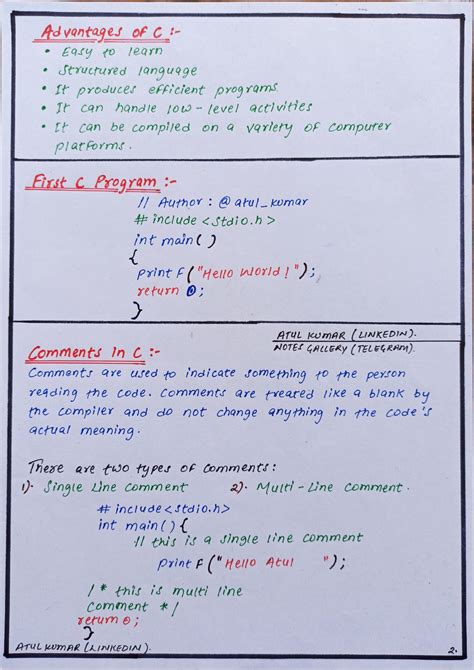 C Language Basics Notes