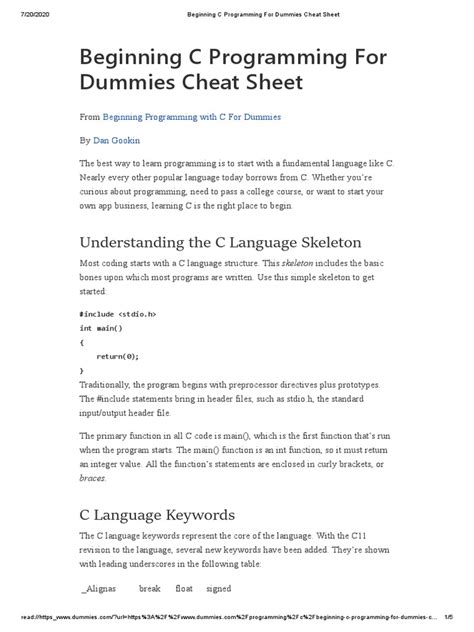 C Language For Dummies