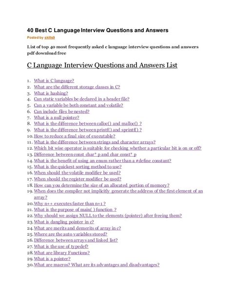 c language interview questions and answers pdf