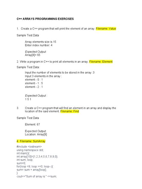 C Programming Array Exercises Uic Computer