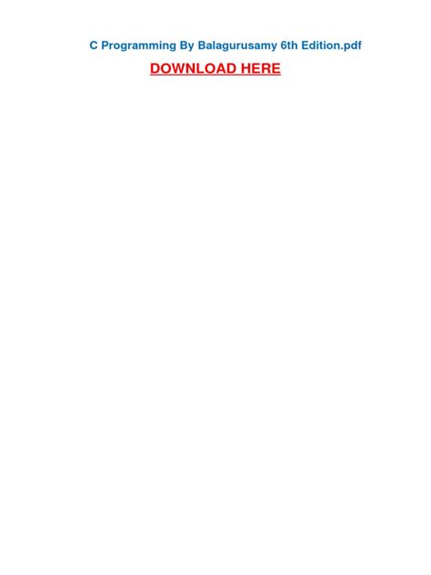 C Programming By Balagurusamy 6th Edition