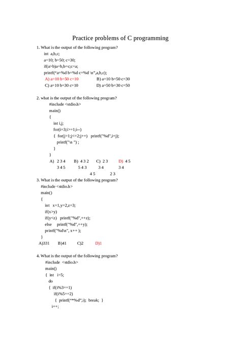 C Programming Problems And Solutions Pdf