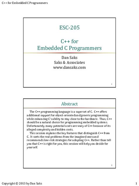 Read Online C For Embedded C Programmers Dan Saks 