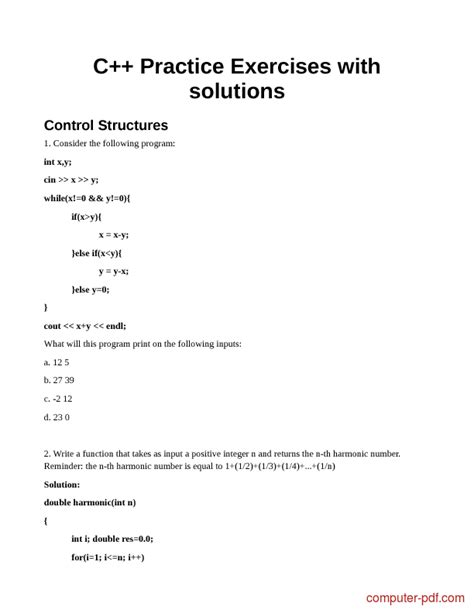 Read C Programming Exercises And Solutions Free Download 