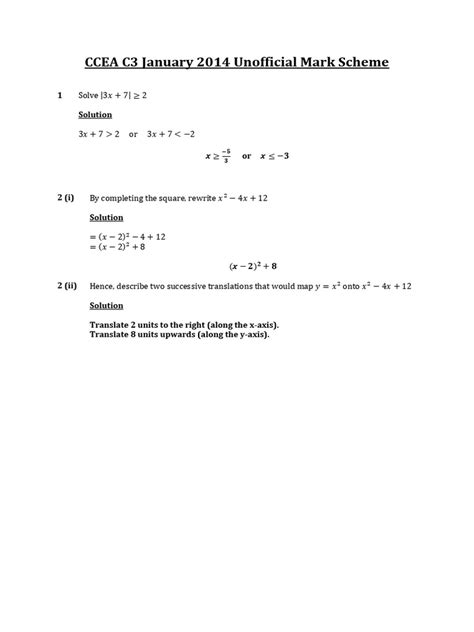 c3 unofficial mark scheme 2014