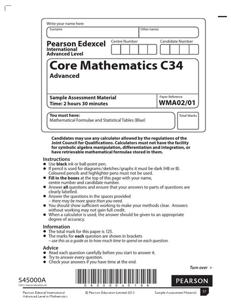C34 Specimen Paper Edexcel