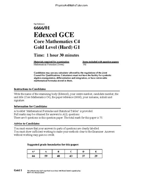 Read Online C4 Gold Past Papers Edexcel 
