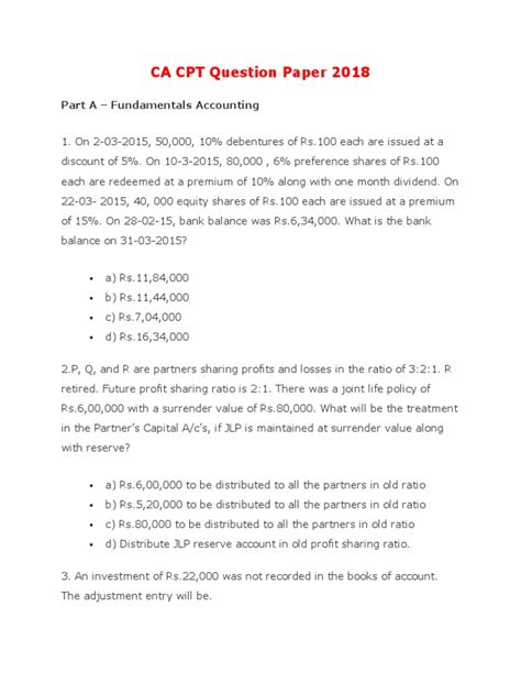 Ca Cpt Important Question For December 2013
