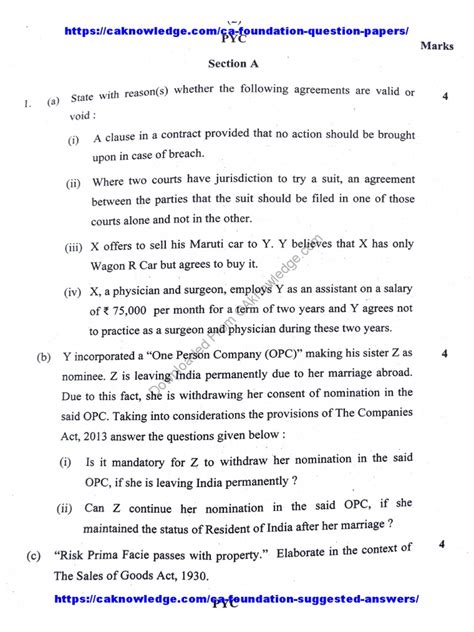 Ca Foundation Law Question Paper