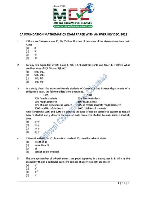 Ca Foundation Maths Question Paper