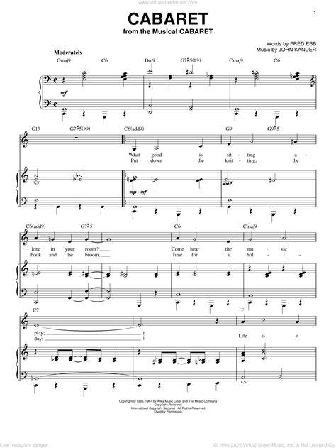 cabaret sheet music