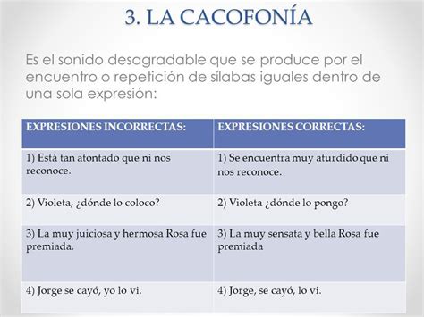 Cacofonia Ejemplos