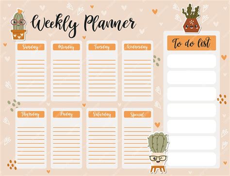 Cacti 2018 Weekly Note Planner