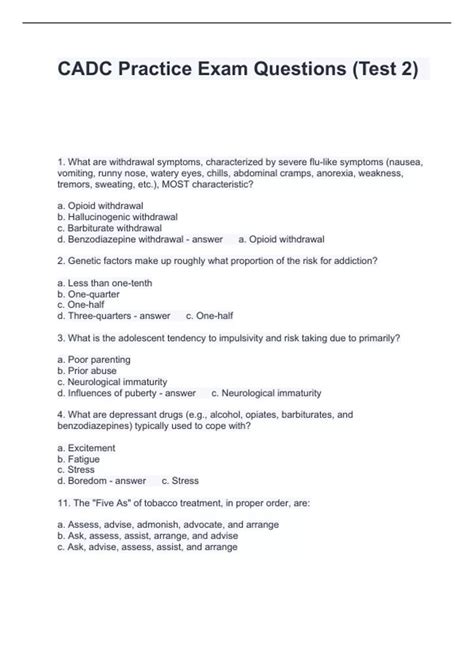 Cadc Practice Test Free