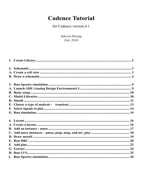 Cadence Version 6 1 Tutorial For Linux Environment 1