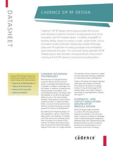 Download Cadence Sip Design Datasheet Cadence Design Systems 