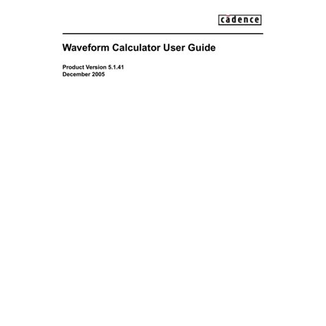 Download Cadence Waveform Calculator User Manual Ronins 