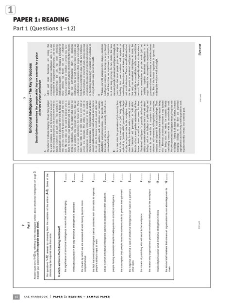 Cae Test 1 Paper Reading Answers