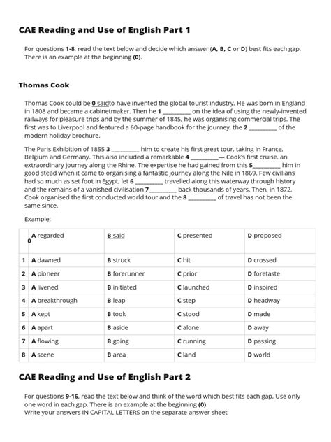 cae use of english sample test