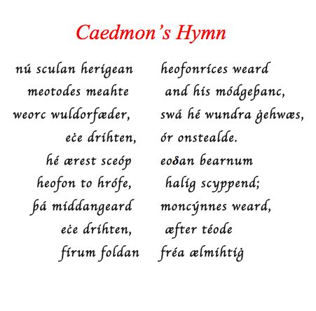 caedmons hymn interlinear translation canterbury