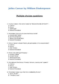 Caesar Multiple Choice Study Questions
