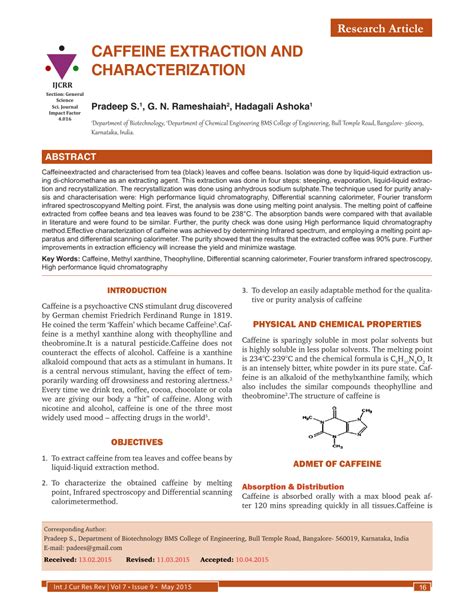 Caffeine Extraction And Characterization