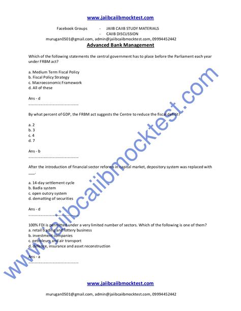 Download Caiib Sample Question Papers 