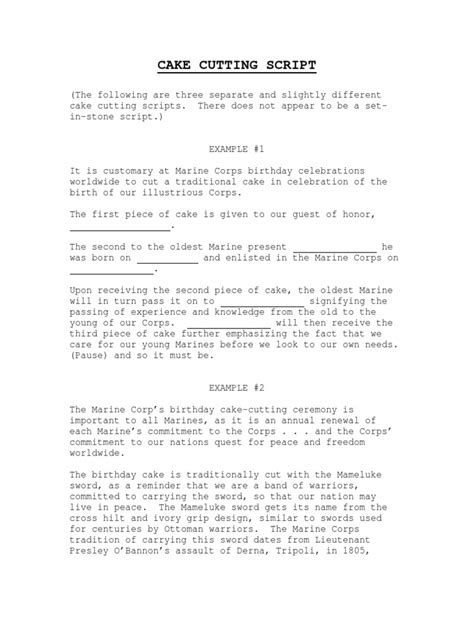 Cake Cutting Script Mil