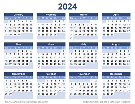 Mexico 2024 – Calendar with holidays. Yearly cal