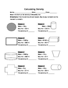 Calculating Density Worksheet By Mr Wagners Science Store Calculating Density Worksheet 8th Grade - Calculating Density Worksheet 8th Grade