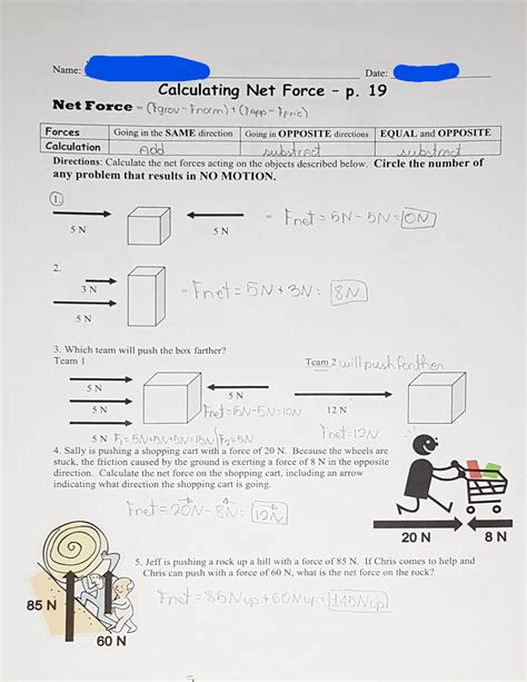 Calculating Net Force P 19 Answer Key Calculating Net Forces Worksheet - Calculating Net Forces Worksheet