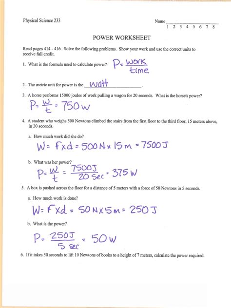 Calculating Power Worksheet 2 Answers Pdf Scribd Calculating Power Worksheet Answers - Calculating Power Worksheet Answers