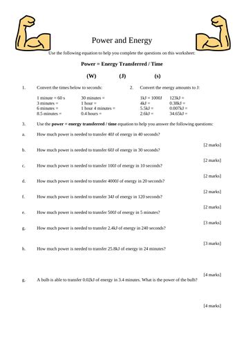 Calculating Power Worksheet Answers   Pdf Physics 11 Energy Worksheet Power And Efficiency - Calculating Power Worksheet Answers