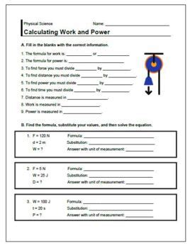 Calculating Work And Power Worksheets Walkabout Activity Calculating Work And Power Worksheet - Calculating Work And Power Worksheet