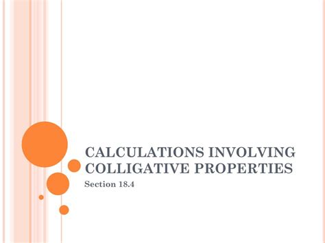 Calculations Involving Colligative Properties Section Review Answers