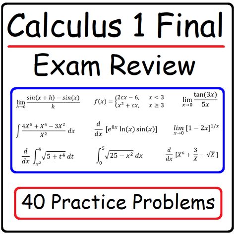 calculus 1 final exam with solutions