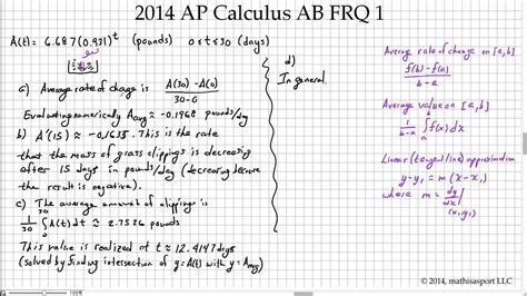 Calculus Ab 2014 Frq