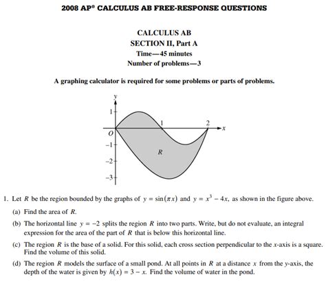 Calculus Ab Practice Exam 2008 Answers