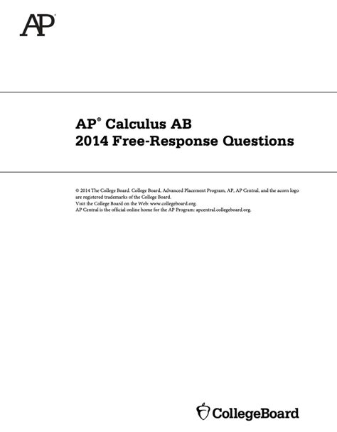 Calculus Ab Response Questions 2014 Scoring Guidelines