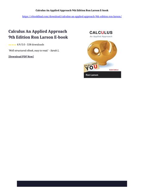 Calculus An Applied Approach 9th Edition