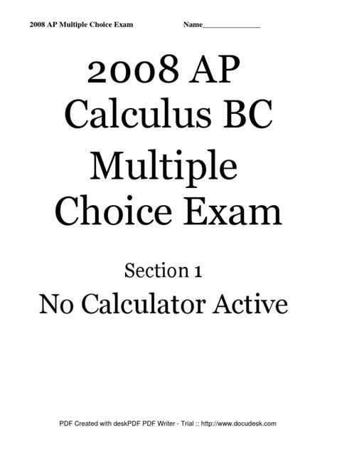 Calculus Bc 2008 Multiple Choice