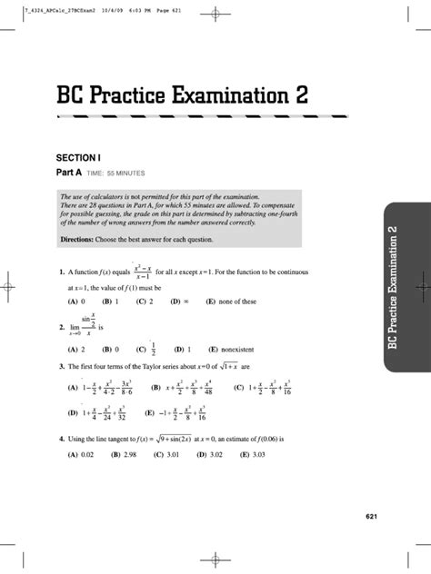 Calculus Bc Sample Examination Vi Answers