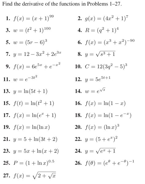 Calculus Derivative Problems And Solutions