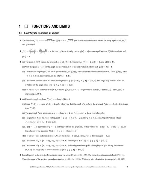 Calculus Early Transcendentals Answer Key
