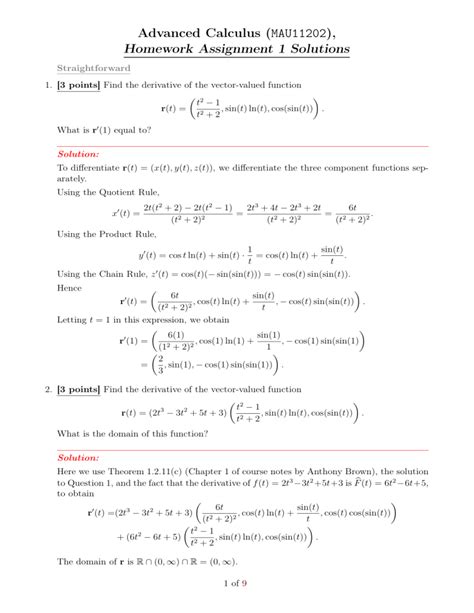 calculus homework solutions