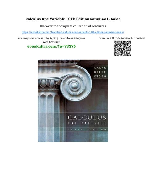 Calculus One Variable Salas 10th Edition Solutions
