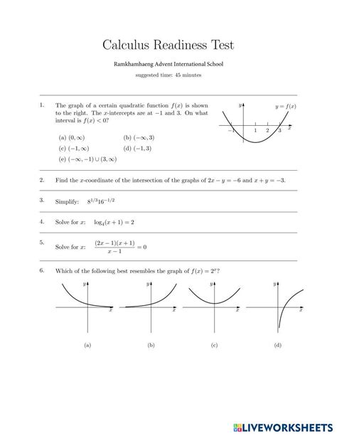 Calculus Readiness Test