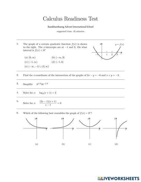 calculus readiness test with answers