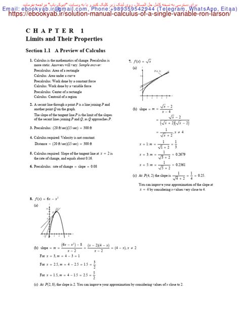 Calculus Single Variable Larson Solution Manual